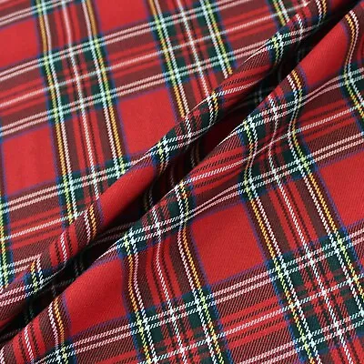 £5.99 • Buy Scottish Tartan Fabric Plaid/Check Polyviscose Woven 59  Wide Crafts Upholstery