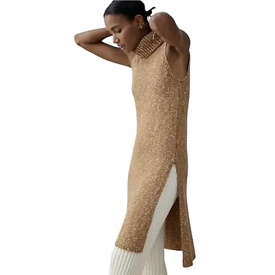 Anthropologie Flowy Maxi Tunic Sweater Honey Camel Large • $80