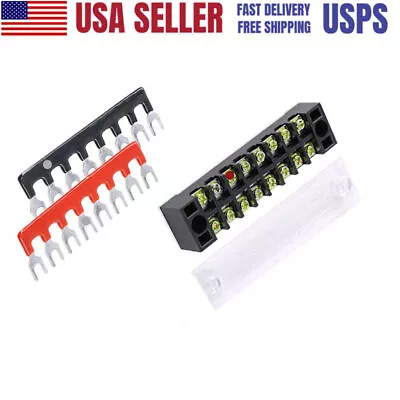 3pcs 600V 15A Dual Row Screw 8 Position Strip Block Fork Barrier Terminal Strip • $7.99