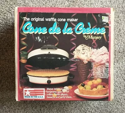 Vtg Munsey Waffle Cone Maker~Cone De La Crème~Model #: CM8~w/Box & Instructions • $24.99