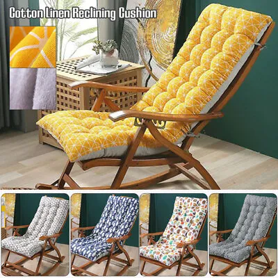 $46.88 • Buy Soft Padded Lounge Chair Cushion Outdoor Rocking Seat Deck Chaise Pad With Ties