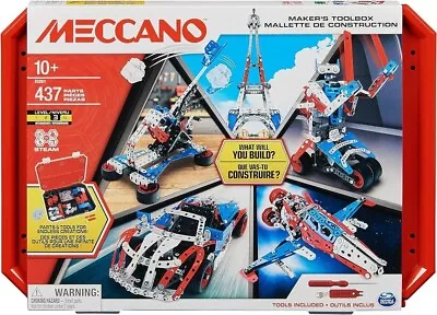 Meccano Maker’s Toolbox 437-Piece Intermediate STEAM Model Building Kit Open End • $109.98