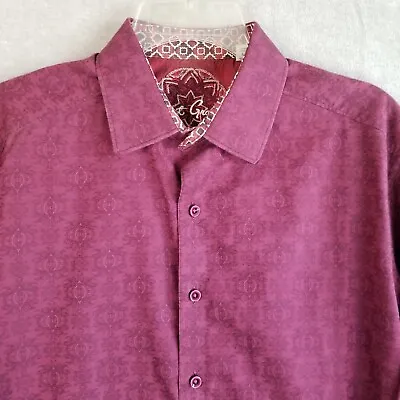 Robert Graham Men Medium Shirt Burgundy Purple Victorian Print Flip Cuff Classic • $28.76