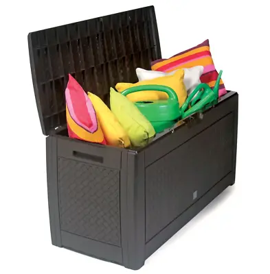 310L Garden Storage Box Bench Large Outdoor Box Plastic Organiser With Wheels • £47.95