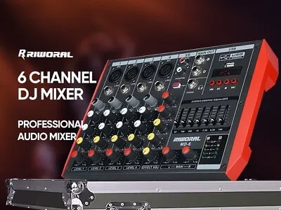 Mixer Audio 6 Channel Bluetooth Live Studio USB Live Sound Mixing Console DJ KTV • $49.99