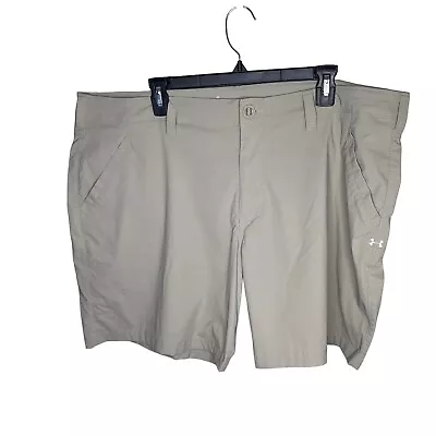 Under Armour Shorts Men 42 W Beige Flat Front Heat Gear Golf Stretch Loose Fit • $19.99