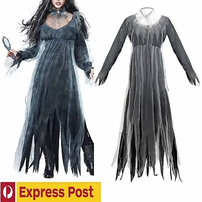 Womens Horror Halloween Costume Ladies Zombie Graveyard Corpse Bride Fancy Dress • $31.53