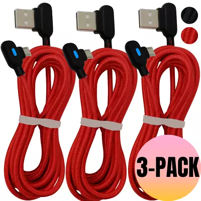 3 Pack 3Ft 6Ft 90 Degree Right Angle Micro USB Cable Fast Charge Android Charger • $8.27