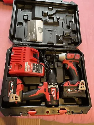 MILWAUKEE M18CBLPD & M18BID BRUSHLESS COMBI IMPACT DRIVER TWIN 2X4.0Ah Battery • £268