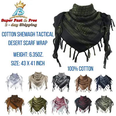 Unisex Military Arab Tactical Desert Neck Scarf Head Wrap Grand Cotton Shemagh • $22.25