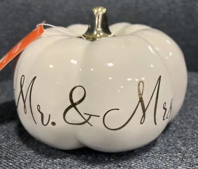 Mr And Mrs Pumpkin Martha Stewart  7” X 5” Ceramic With Metallic Lettering. NWT • $28.95