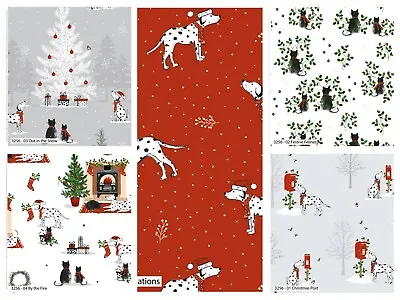 Christmas Fabric 100% Cotton Christmas Pets Cats Dogs 5 Designs • £3.25