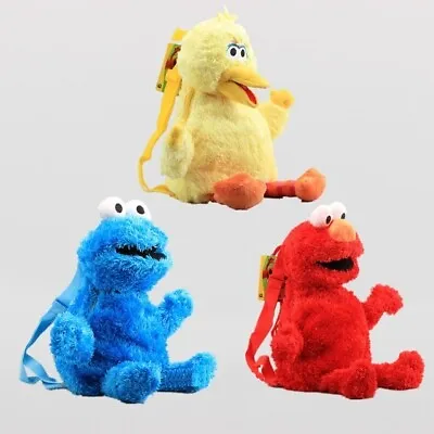 Sesame Streeet Elmo Cookie Monster Fuzzy Plush Backpack Shoulder Bag Cosplay Bag • $14.99