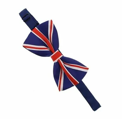 Unisex Union Jack Blue Red White Pattern Novelty Party Bow Tie - Brand New • £4.99
