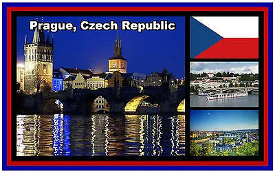 $3.18 • Buy Prague, Czech Republic & Flag - Souvenir Fridge Magnet - Brand New - Gift