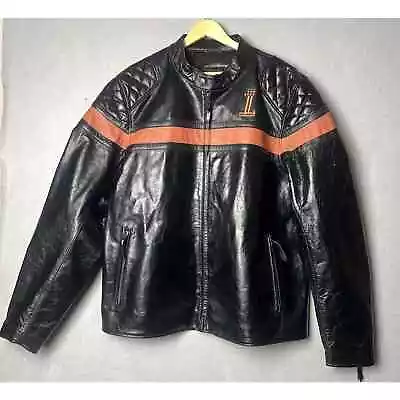 Harley Davidson Mens Victory Lane Black Leather Riding Jacket 2XL 98012-21VM • $299