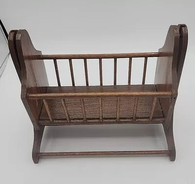 Vintage Wooden 9” Baby Doll Rocking Cradle Crib • $11.99