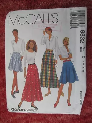 Sewing Pattern Mini Midi Maxi Flared Skirt  McCalls 8832 10 12 14 • £9.99