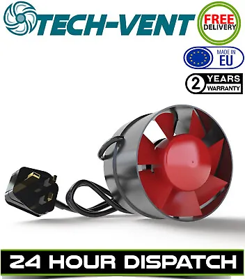 Black Orchid Eco Duct 4 5 6 Inch Inline Extraction Fan Hobby Hydroponics Wired • £16.99