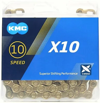 KMC X10 GOLD Ti-N Nitride 10-Speed Bike Chain 116L Fits Campagnolo SRAM Shimano • $31.50