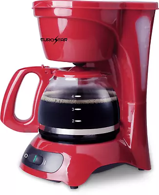 EUROSTAR 4-Cup Coffeemaker (RED) • $29.99