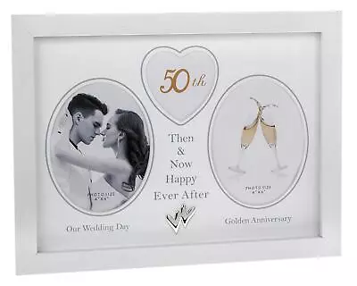 Modern White Then & Now 50th Wedding Anniversary Photo Frame Gift • £19.95