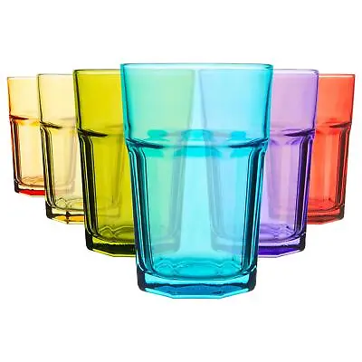 6x Coloured Highball Glasses Party Cocktail Tumblers 365ml 6 Colours • £19