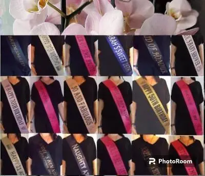 Personalised Birthday Sash Sashes Any Age 18th 21st 30th 40th 50th 60th 70th • £2.49