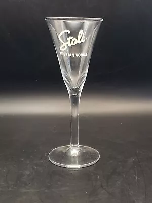 Vintage Stoli Russian Vodka Cordial Shot Glass Fluted Stemmed 1.5 Oz 5.75  Tall • $9.99