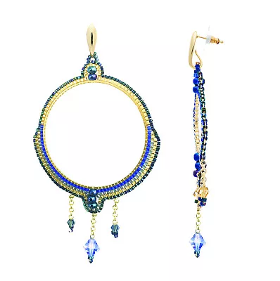 Large Chandelier Crystal Earrings - Blue/Gold • £20