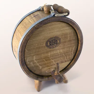 • Oak Barrel - Wooden JAR W/ Handle ~ Bourbon Whisky Hip-Flask Wine Bottle • $114.10