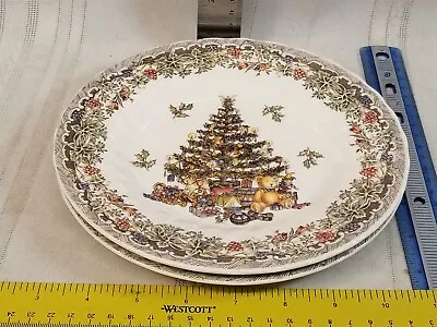 Lot Of 2 QUEEN'S Seasons Greetings Salad Plates 8  From Myott Factory Archive  • $17.07