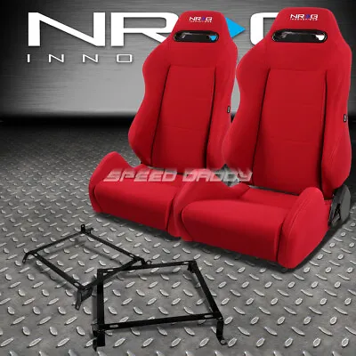 $438.56 • Buy Nrg Type-r Red Reclinable Racing Seats+bracket For 88-91 Honda Crx Dx/si Ee Ef