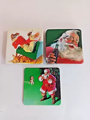 Coke Coasters Set Of 10 Vintage Style Christmas With Santa 3 Styles Dated 2000 • $9.95