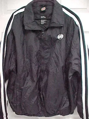 MOUNTAIN DEW Sewn Logo Unisex Black Full Zip Rain Windbreaker Nylon Jacket L • $9.99