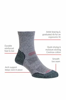 £12.99 • Buy HJ Hall ProTrek™ HJ700 Light Hike Coolmax® Cotton Walking Boot Socks All Sizes