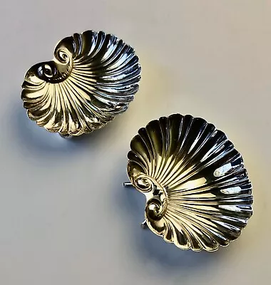 Set 2 Shell Design Footed Open Salt Nut Dish Spanish Sterling Silver 915 Spain • $95