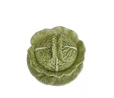 EUC Vintage Bordallo Pinheiro Green Cabbage Soup Tureen And Under Plate 7 X4  • $39