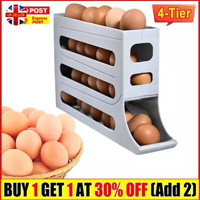 Rolldown Refrigerator Egg Dispenser Auto Rolling Egg Holder 4 Tier Storage Rack • £1.59