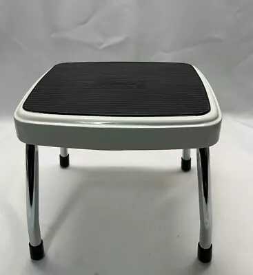 Vintage Mid Century Metal Cosco One-Step White Stool CHROME Legs • $34.20