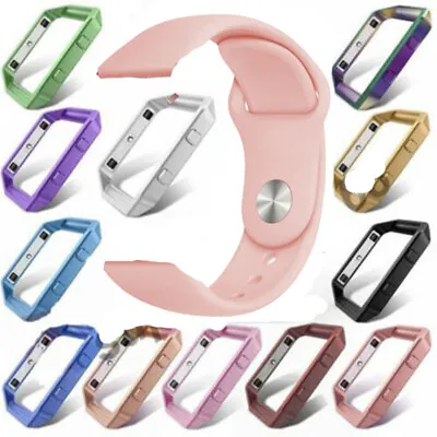Soft Silicone Sport Replacement Strap Band + Steel Metal Frame For Fitbit Blaze • $19.79