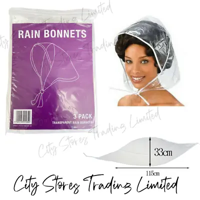 Bulk Lot Rain Bonnet Hats Clear Plastic Hat Hood  Protect Ladies Women UK • £3.05