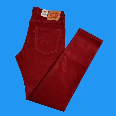 Levis 512 Mens Size 34x34 Slim Tapered Stretch 5 Pocket Red Corduroy Pants • $44.98