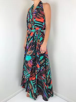 Faith Connexion Gown Dress Size Medium Silk Multicoloured Sleeveless Halter • $189