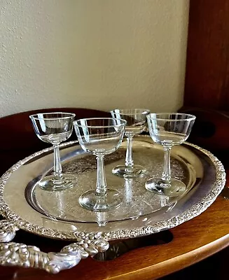Vintage Cocktail Glasses 1950's Liquor Cordials Faceted Coupes Barware Set Of 4 • $34