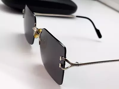 $749.99 • Buy Authentic Cartier Vintage Chelsea Platine C Decor Rimless Sunglasses