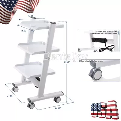 Three Layer Dental Trolley Mobile Instrument Cart Medical Tool Cart With Socket • $140.79