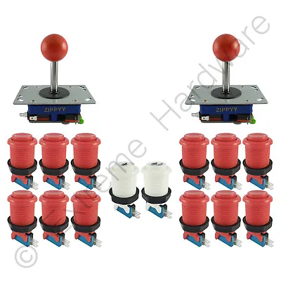 £29.99 • Buy 2 Player Arcade Control Kit 2 Ball Top Joysticks 14 Buttons Red JAMMA MAME Pi