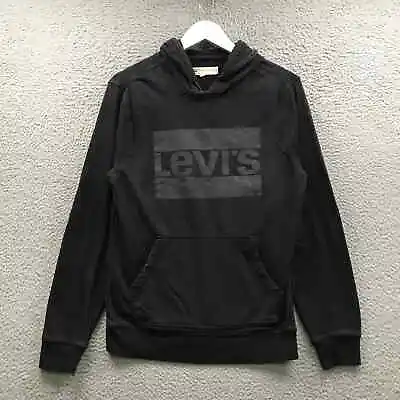 Levi's Sweatshirt Hoodie Men's Small S Long Sleeve Pocket Spell Out Logo Black • $12.99