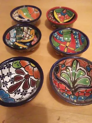 Set Of 4 Mexican Talavera Salsa Bowls Handcrafted In Mexico Multi Color Floral  • $32